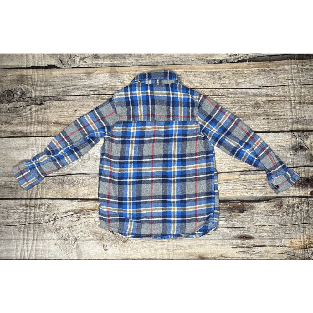 OshKosh B'gosh Kids Boys Plaid Long Sleeve Button Up Blue Flannel Shirt Size 6 - Picture 7 of 7